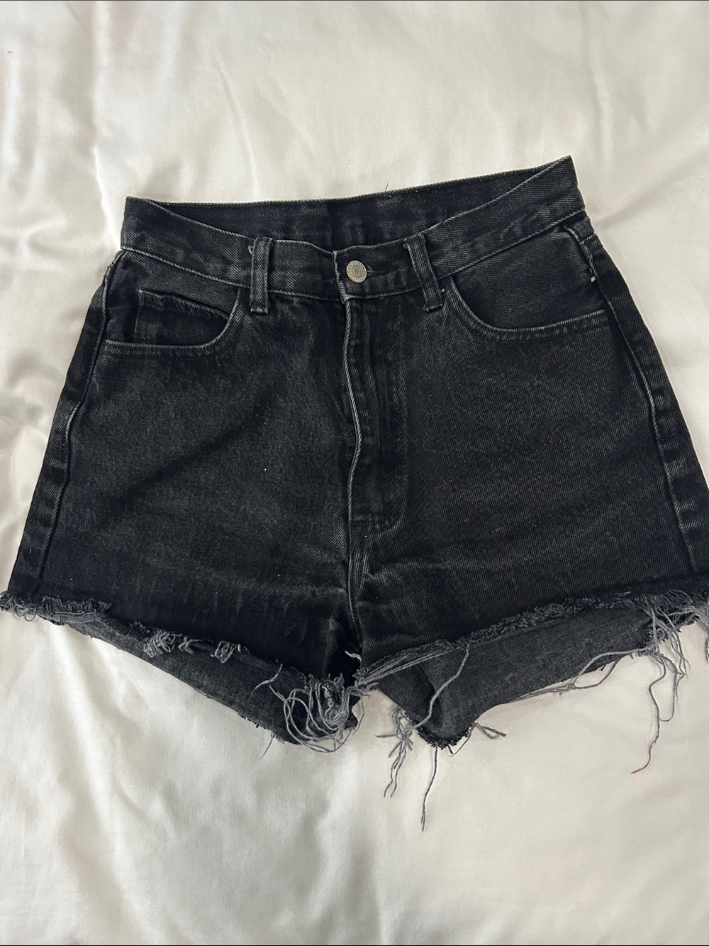 J. Galt High-Waist Black Denim Cutoff Shorts